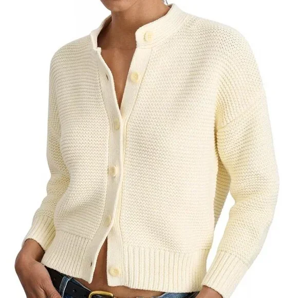 Alex Mill Nico Ivory Crewneck Cotton Cardigan NWT Size Medium Women’s - Picture 6 of 6